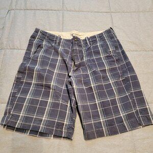 American Eagle Blue Plaid Classic Length Shorts, Size 36